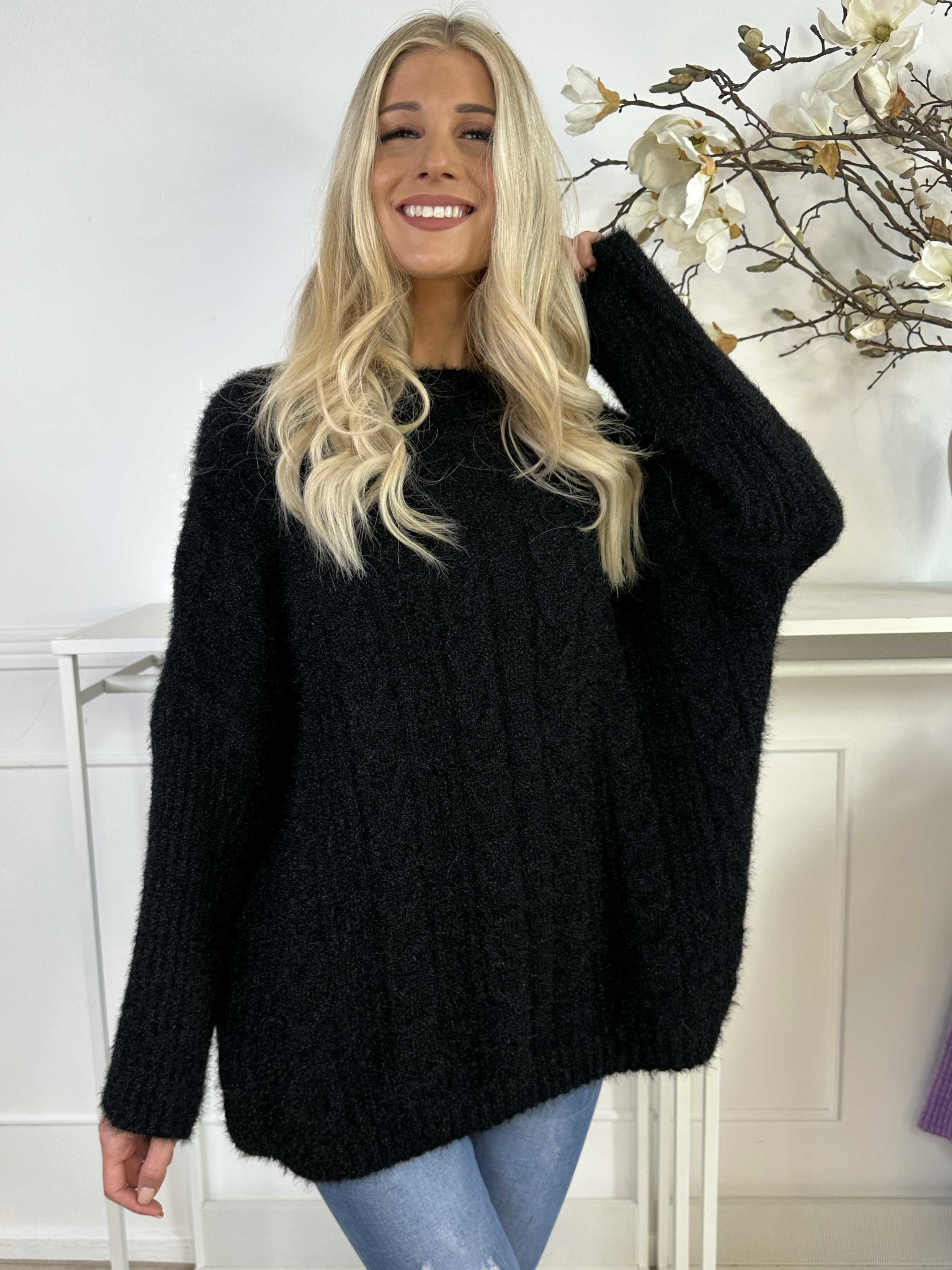 Johanna - Stickad blus i glansig trikå